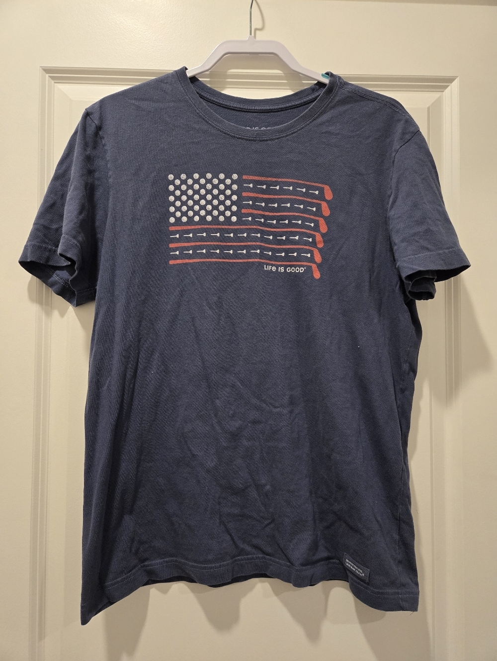 Life is Good Men's Golf Flag Short Sleeve T-Shirt Crusher Tee - Size M